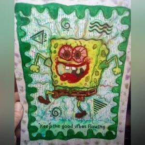 🎨Spongebob Good Vibes Watercolor Painting Art🖼
